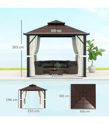 Sturdy Polycarbonate Patio Gazebo with UPF30+ and Protective Sidewalls