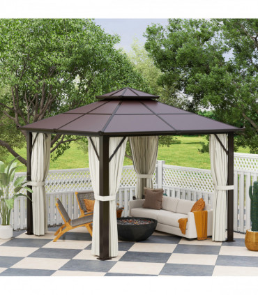 Sturdy Polycarbonate Patio Gazebo with UPF30+ and Protective Sidewalls