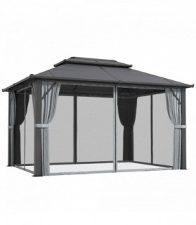 Sturdy Beige Patio Gazebo with UPF30+ Roof & Curtains for Outdoor Comfort