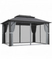 Sturdy Beige Patio Gazebo with UPF30+ Roof & Curtains for Outdoor Comfort