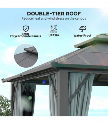 Sturdy Beige Patio Gazebo with UPF30+ Roof & Curtains for Outdoor Comfort