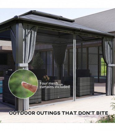 Sturdy Beige Patio Gazebo with UPF30+ Roof & Curtains for Outdoor Comfort