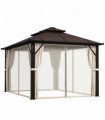 Sturdy Beige Patio Gazebo with UPF30+ Roof & Curtains for Outdoor Comfort