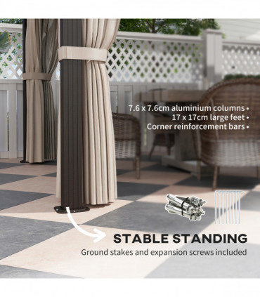 Sturdy Beige Patio Gazebo with UPF30+ Roof & Curtains for Outdoor Comfort