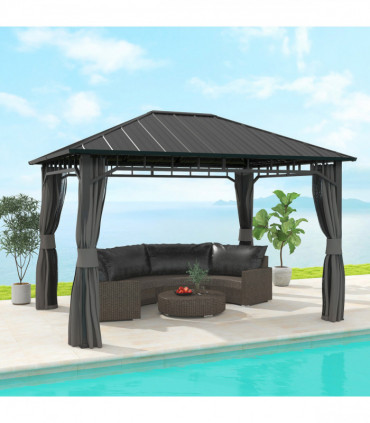 Outsunny 3 x 4m Hardtop Gazebo with Galvanised Steel Roof and Sides