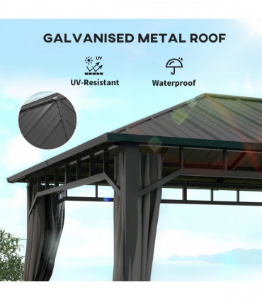 Outsunny 3 x 4m Hardtop Gazebo with Galvanised Steel Roof and Sides