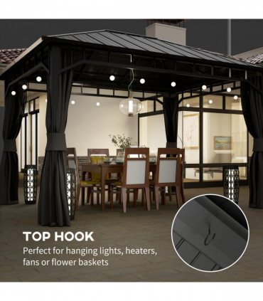 Outsunny 3 x 4m Hardtop Gazebo with Galvanised Steel Roof and Sides