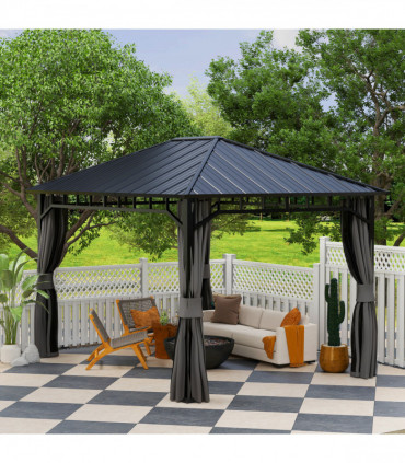 Outsunny 3 x 4m Hardtop Gazebo with Galvanised Steel Roof and Sides