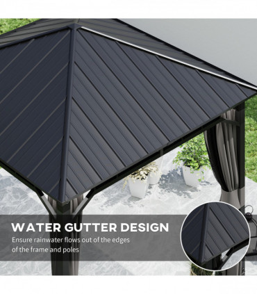 Outsunny 3 x 3(m) Hardtop Gazebo with Galvanised Steel Roof and Sides