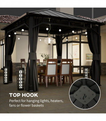 Outsunny 3 x 3(m) Hardtop Gazebo with Galvanised Steel Roof and Sides