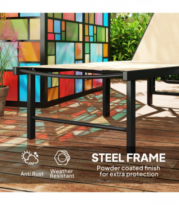 Outsunny Sun Lounger, 5-Level Reclining Sunbed, Khaki