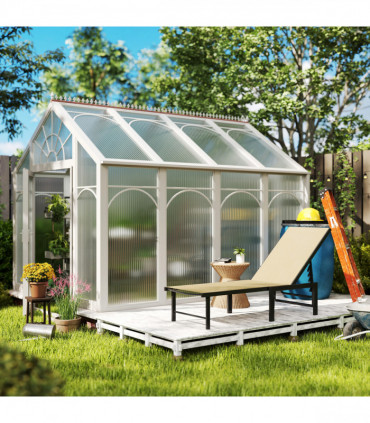 Outsunny Sun Lounger, 5-Level Reclining Sunbed, Khaki