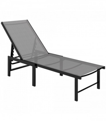 Outsunny Sun Lounger, 5-Level Reclining Sunbed, Grey