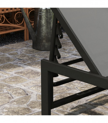 Outsunny Sun Lounger, 5-Level Reclining Sunbed, Grey