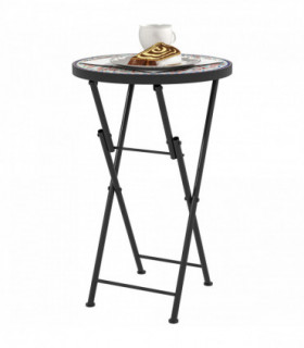 Outsunny Mosaic Garden Table, 35.5cm Folding Coffee Table, Multicolour