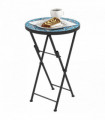 Outsunny Mosaic Garden Table, 35.5cm Folding Coffee Table, Blue