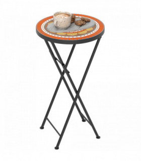 Outsunny Mosaic Garden Table, 35.5cm Folding Coffee Table, Orange
