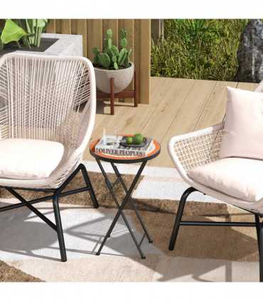 Outsunny Mosaic Garden Table, 35.5cm Folding Coffee Table, Orange