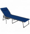 Outsunny Folding Sun Lounger with 5-Level Reclining Back, Side Table, Blue