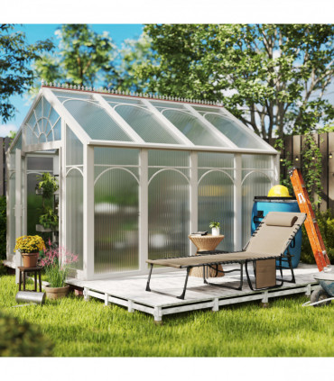 Outsunny Folding Sun Lounger with 5-Level Reclining Back, Side Table, Beige