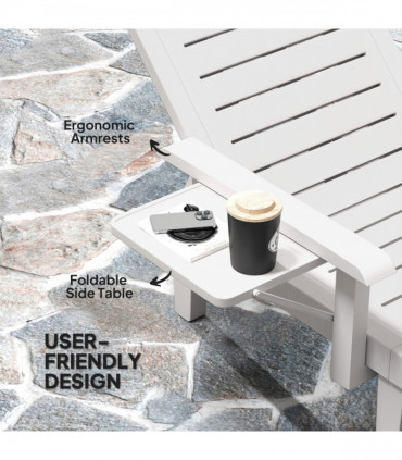 Outsunny Set of 2 Resin Reclining Sun Loungers for Garden, White