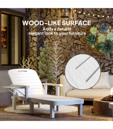 Outsunny Set of 2 Resin Reclining Sun Loungers for Garden, White