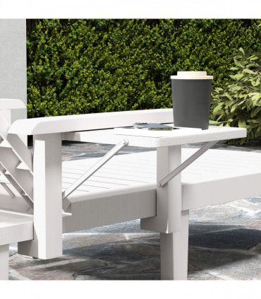 Outsunny Set of 2 Resin Reclining Sun Loungers for Garden, White