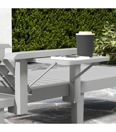 Outsunny Set of 2 Resin Reclining Sun Loungers for Garden, Light Grey