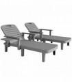 Outsunny Set of 2 Resin Reclining Sun Loungers for Garden, Dark Grey