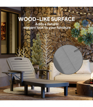 Outsunny Set of 2 Resin Reclining Sun Loungers for Garden, Dark Grey