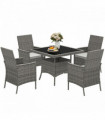 Outsunny 4 Seater Rattan Garden Furniture Set with Cushion, Grey