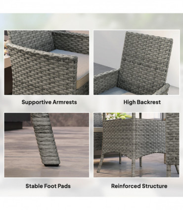 Outsunny 4 Seater Rattan Garden Furniture Set with Cushion, Grey