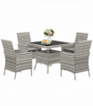 Outsunny 4 Seater Rattan Garden Furniture Set with Cushion, Mixed-Grey