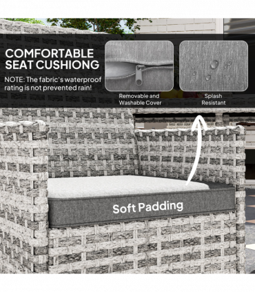 Outsunny 4 Seater Rattan Garden Furniture Set with Cushion, Mixed-Grey