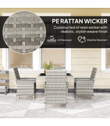 Outsunny 4 Seater Rattan Garden Furniture Set with Cushion, Mixed-Grey