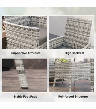 Outsunny 4 Seater Rattan Garden Furniture Set with Cushion, Mixed-Grey