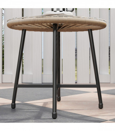 Outsunny Rattan Bistro Set, Cushioned Acapulco Chairs, Glass Table, Natural