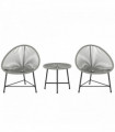 Outsunny Rattan Bistro Set, Cushioned Acapulco Chairs, Glass Table, Grey