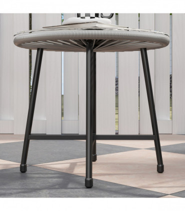 Outsunny Rattan Bistro Set, Cushioned Acapulco Chairs, Glass Table, Grey