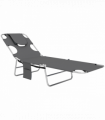 Outsunny Foldable Sun Lounger 5 Level Adjustable Reclining Chair Dark Grey
