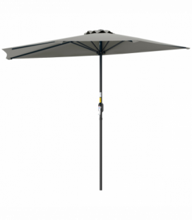 Outsunny 2.7m Metal Frame Garden Furniture Parasol Half Round Umbrella Grey