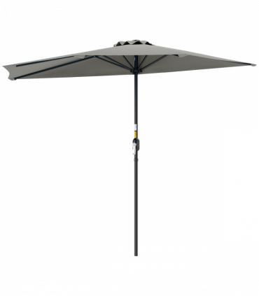 Outsunny 2.7m Metal Frame Garden Furniture Parasol Half Round Umbrella Grey