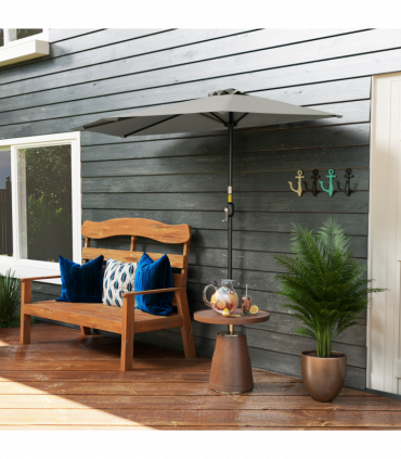 Outsunny 2.7m Metal Frame Garden Furniture Parasol Half Round Umbrella Grey