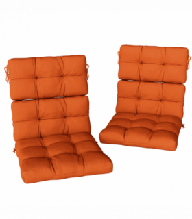 Outsunny 2pc Outdoor Seat Cushion with Backrest, Ties, for Garden, Orange