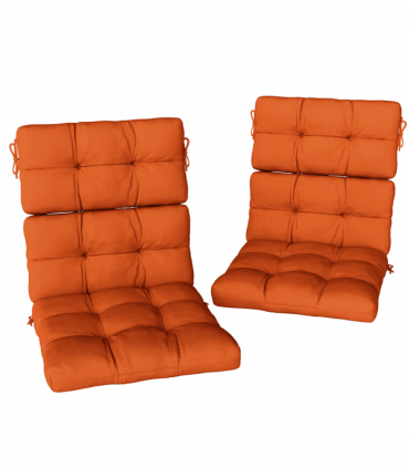 Outsunny 2pc Outdoor Seat Cushion with Backrest, Ties, for Garden, Orange