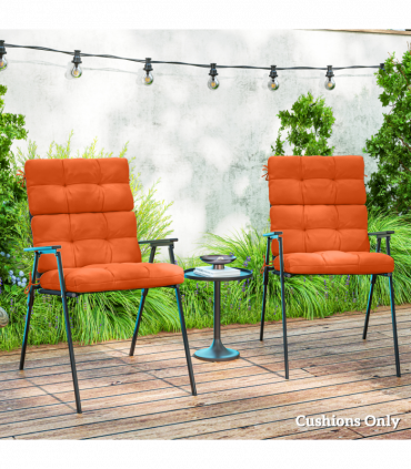 Outsunny 2pc Outdoor Seat Cushion with Backrest, Ties, for Garden, Orange