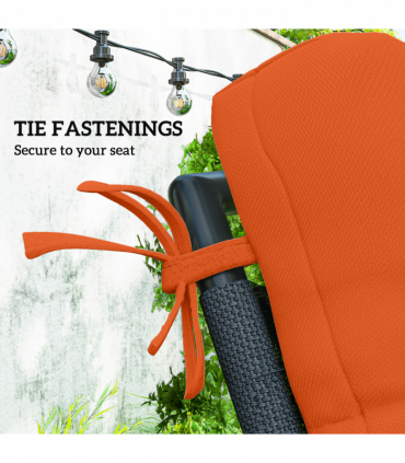 Outsunny 2pc Outdoor Seat Cushion with Backrest, Ties, for Garden, Orange