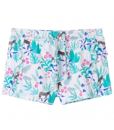Kids' Shorts with Drawstring Ecru and Dark Mint 140