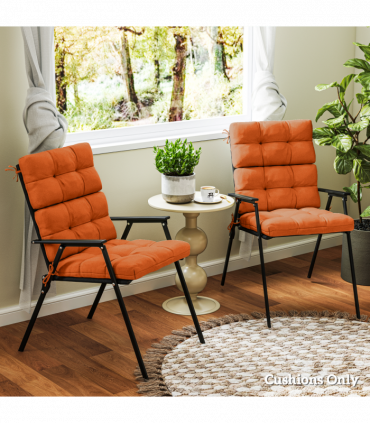 Outsunny 2pc Outdoor Seat Cushion with Backrest, Ties, for Garden, Orange