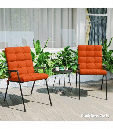 Outsunny 2pc Outdoor Seat Cushion with Backrest, Ties, for Garden, Orange